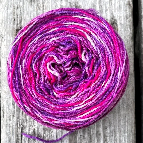 **SOLD** Merino Wool Yarn Purple to Light Pink Fingering - Variegated skein cake - Picture 1 of 3